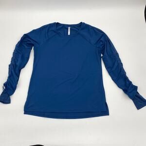FABLETICS Workout Shirt Size L Blue Cashel Adjustable Long Sleeve Top II Gym